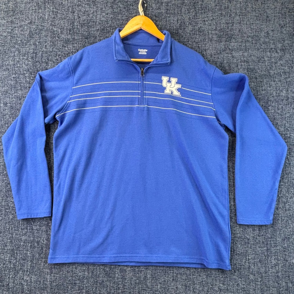 Kentucky Wildcats Pullover Mens XL Blue Cotton Blend Quarter Zip Captivating